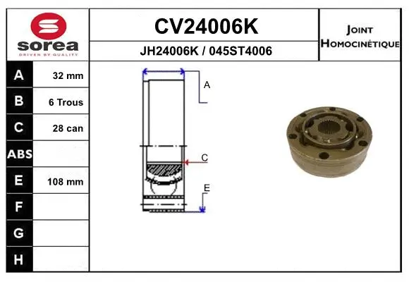 Joint Kit, drive shaft (CV24006K)