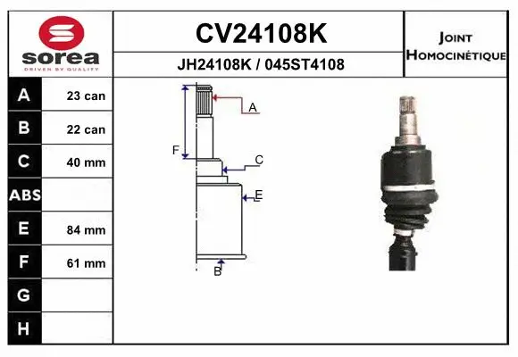 Joint Kit, drive shaft (CV24108K)