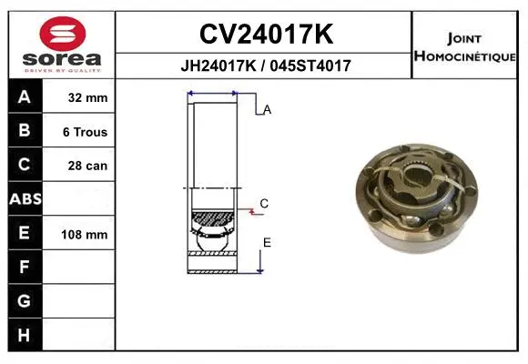 Joint Kit, drive shaft (CV24017K)
