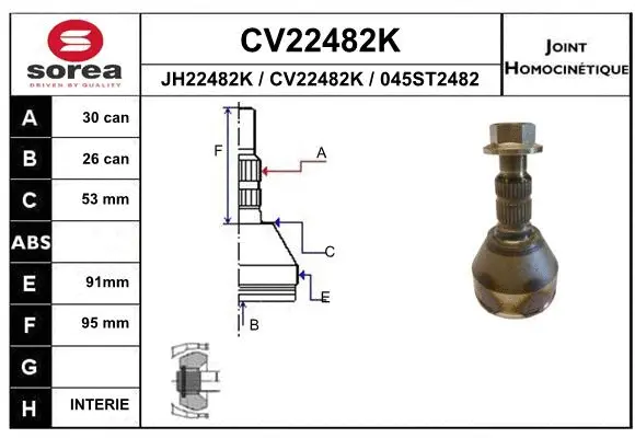Joint Kit, drive shaft (CV22482K)