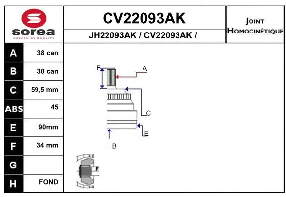 Joint Kit, drive shaft (CV22093AK)