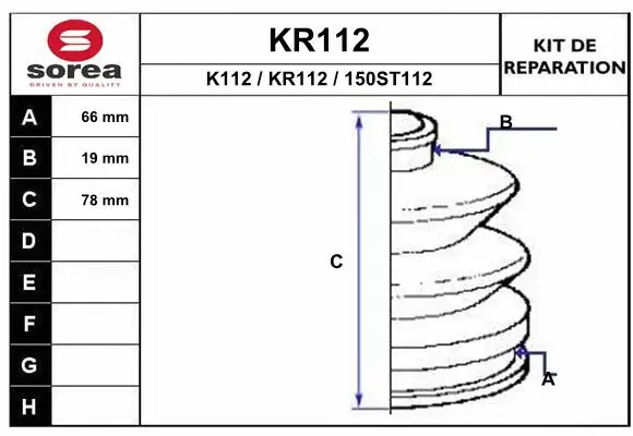 Bellow Kit, drive shaft (KR112)