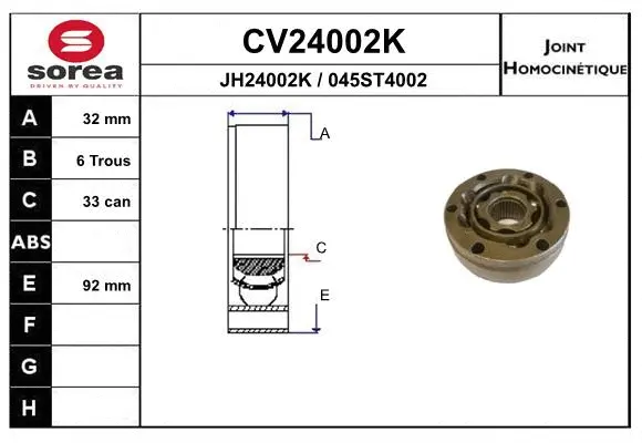 Joint Kit, drive shaft (CV24002K)