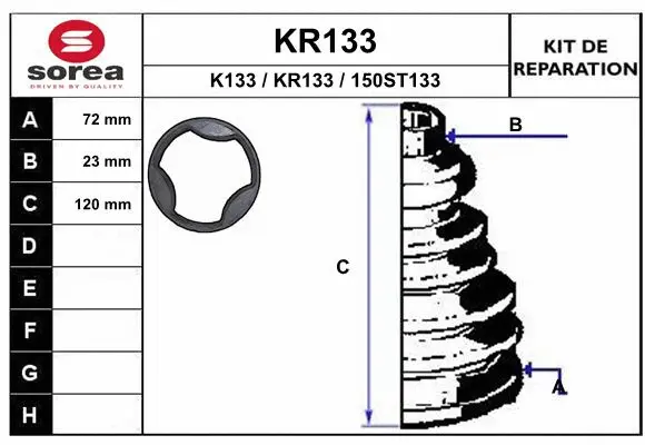Bellow Kit, drive shaft (KR133)