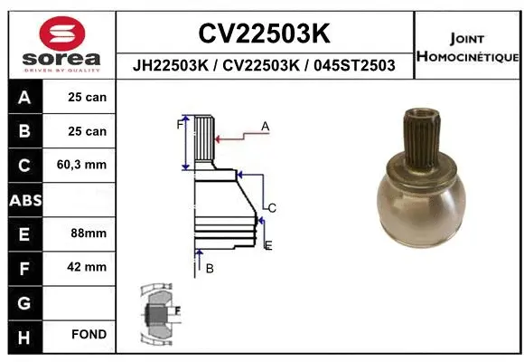 Joint Kit, drive shaft (CV22503K)