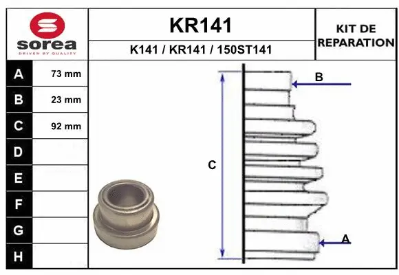 Bellow Kit, drive shaft (KR141)
