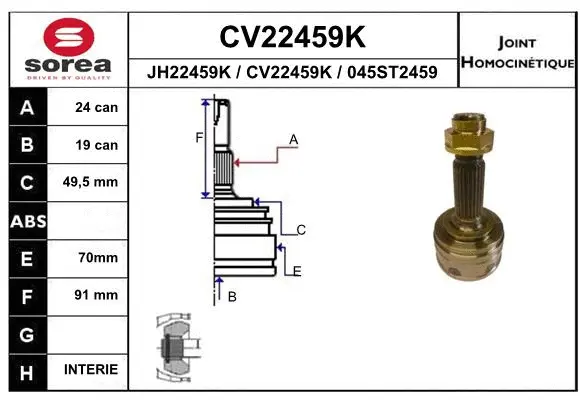 Joint Kit, drive shaft (CV22459K)