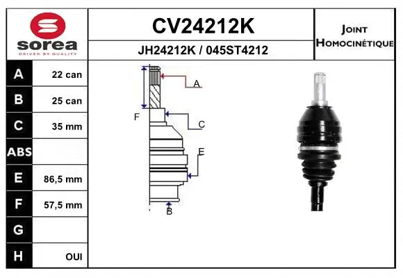 Joint Kit, drive shaft (CV24212K)