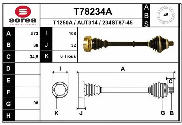 Drive Shaft (T78234A)