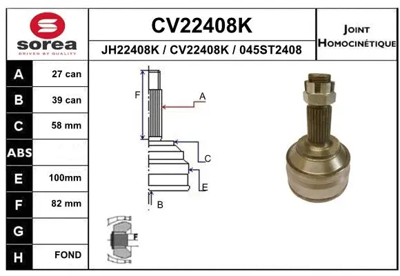 Joint Kit, drive shaft (CV22408K)