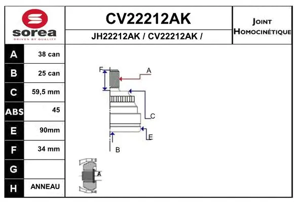 Joint Kit, drive shaft (CV22212AK)