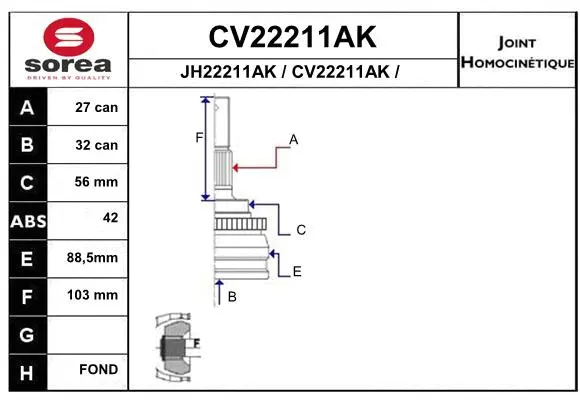 Joint Kit, drive shaft (CV22211AK)