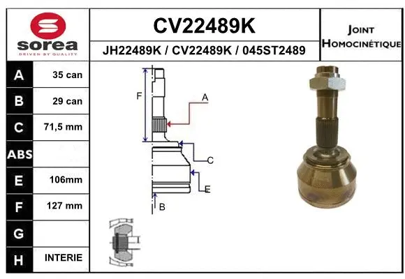 Joint Kit, drive shaft (CV22489K)