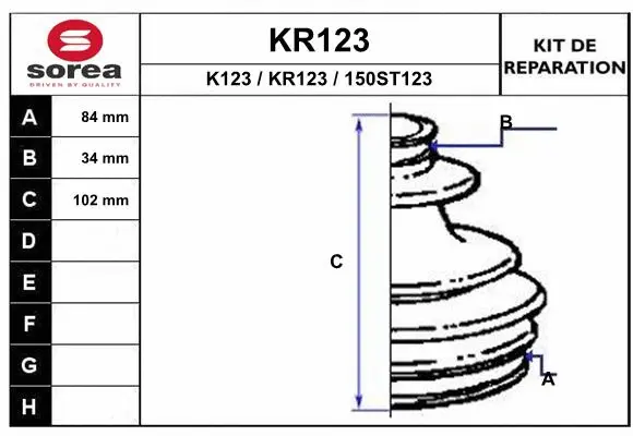 Bellow Kit, drive shaft (KR123)