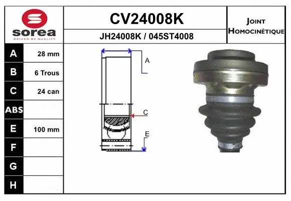 Joint Kit, drive shaft (CV24008K)