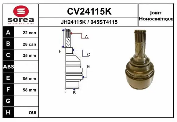 Joint Kit, drive shaft (CV24115K)