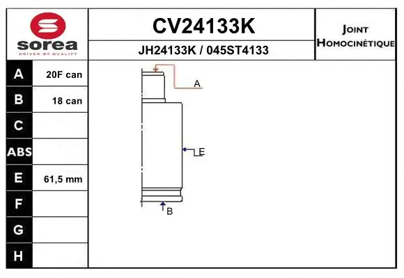 Joint Kit, drive shaft (CV24133K)