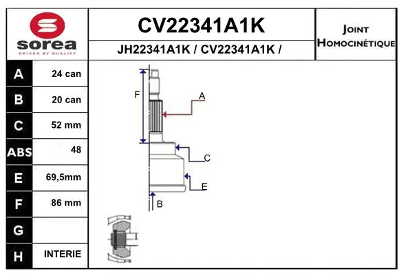 Joint Kit, drive shaft (CV22341A1K)