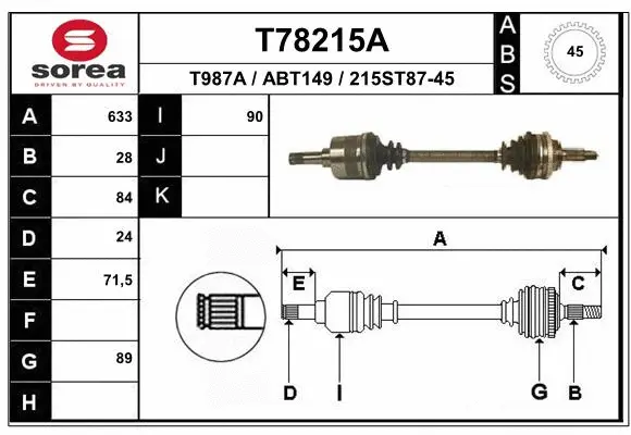 Drive Shaft (T78215A)