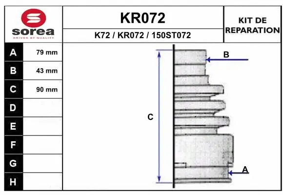 Bellow Kit, drive shaft (KR072)