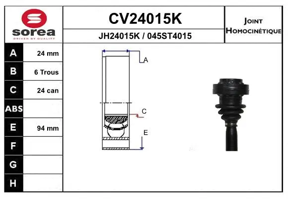 Joint Kit, drive shaft (CV24015K)