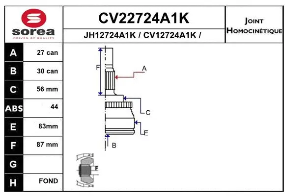 Joint Kit, drive shaft (CV22724A1K)