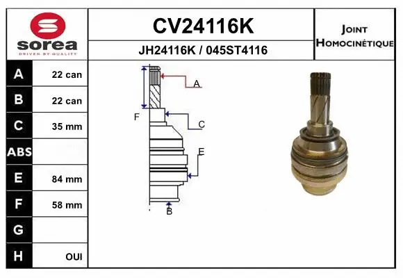 Joint Kit, drive shaft (CV24116K)