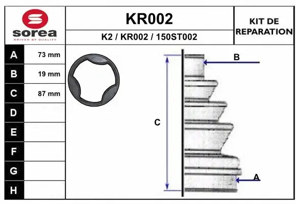 Bellow Kit, drive shaft (KR002)