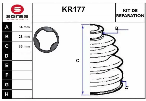 Bellow Kit, drive shaft (KR177)