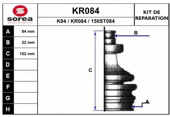 Bellow Kit, drive shaft (KR084)