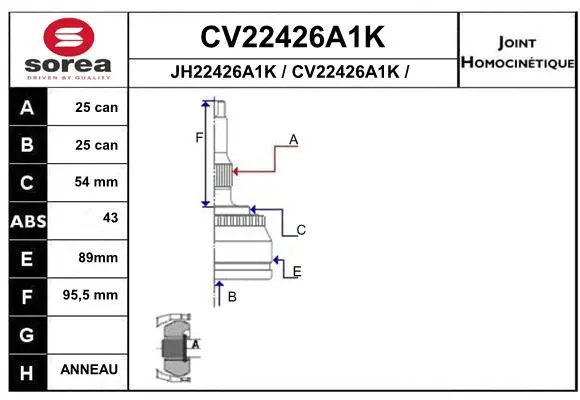 Joint Kit, drive shaft (CV22426A1K)