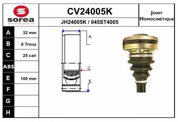 Joint Kit, drive shaft (CV24005K)