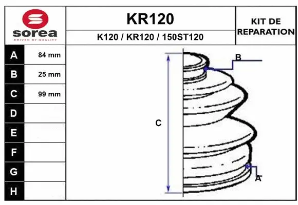 Bellow Kit, drive shaft (KR120)