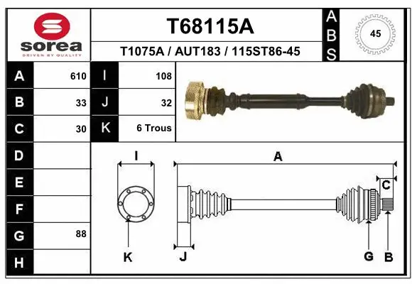 Drive Shaft (T68115A)