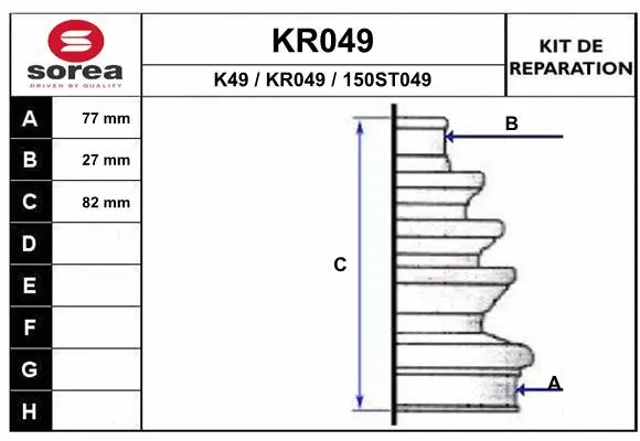 Bellow Kit, drive shaft (KR049)