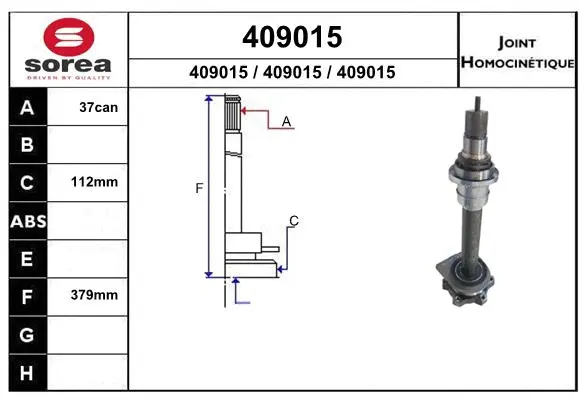 Joint Kit, drive shaft (409015)