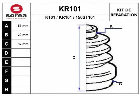 Bellow Kit, drive shaft (KR101)