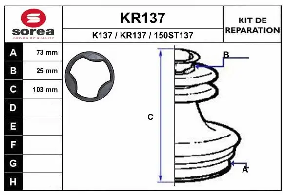 Bellow Kit, drive shaft (KR137)