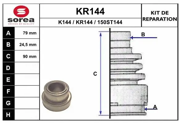 Bellow Kit, drive shaft (KR144)