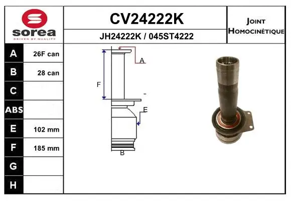 Joint Kit, drive shaft (CV24222K)