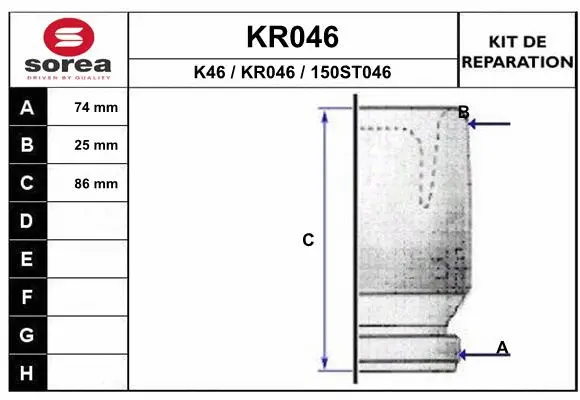 Bellow Kit, drive shaft (KR046)
