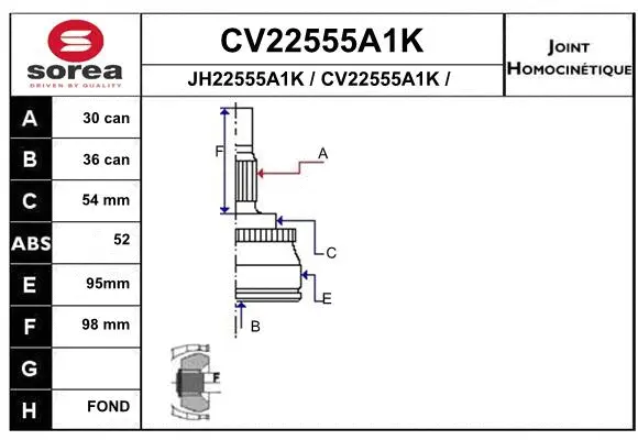 Joint Kit, drive shaft (CV22555A1K)