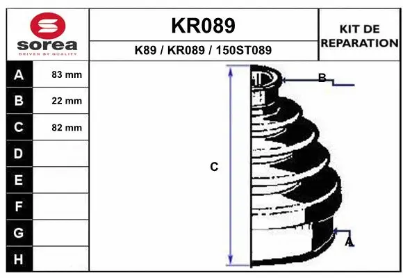 Bellow Kit, drive shaft (KR089)