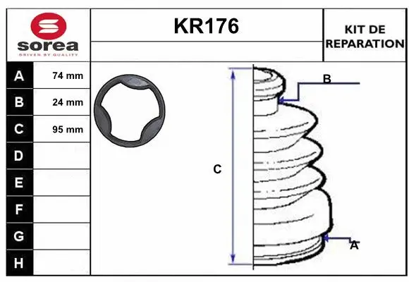 Bellow Kit, drive shaft (KR176)