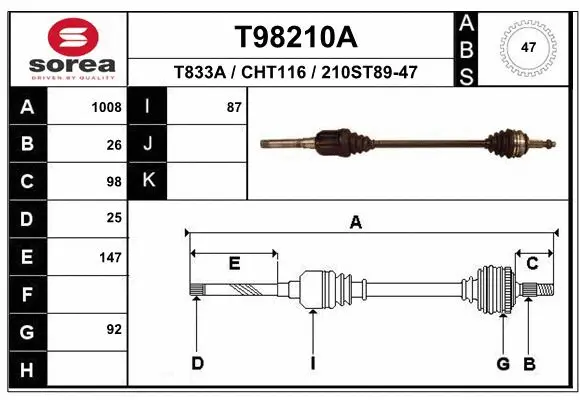Drive Shaft (T98210A)