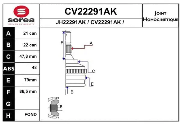 Joint Kit, drive shaft (CV22291AK)