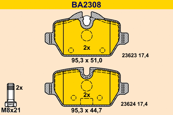 Brake Pad Set, disc brake (BA2308)