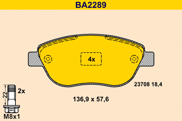 Brake Pad Set, disc brake (BA2289)