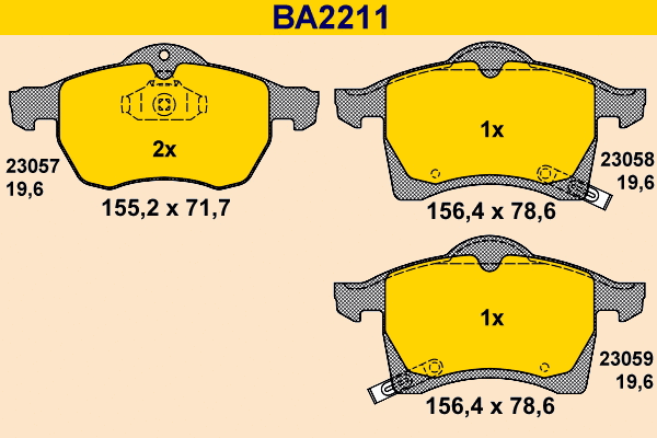 Brake Pad Set, disc brake (BA2211)
