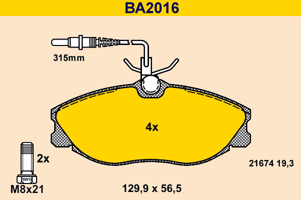 Brake Pad Set, disc brake (BA2016)